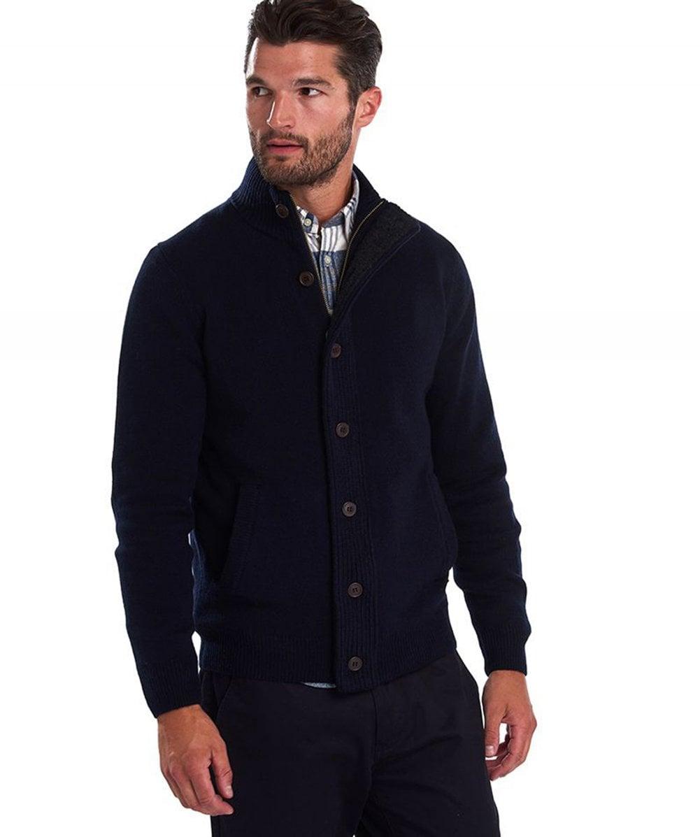 barbour zip through patch cardigan