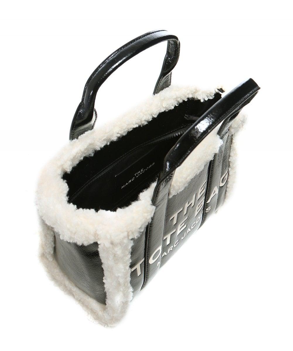 Marc Jacobs The Crinkle Tote Mini Leather Tote Bag in Black/White 