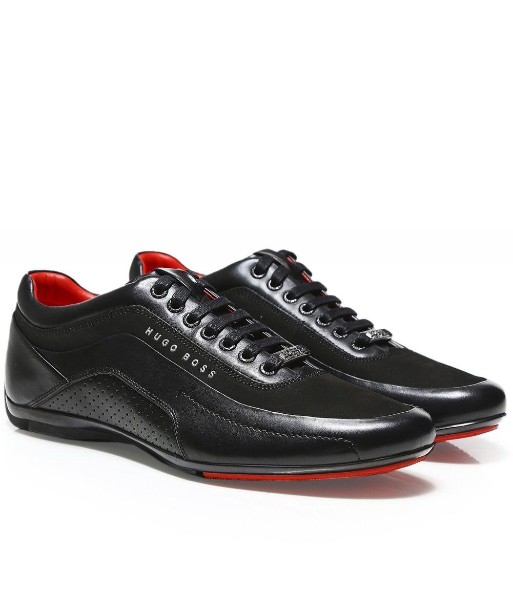 BOSS by HUGO BOSS Leather Hb Racing Trainers in Black for Men - Lyst