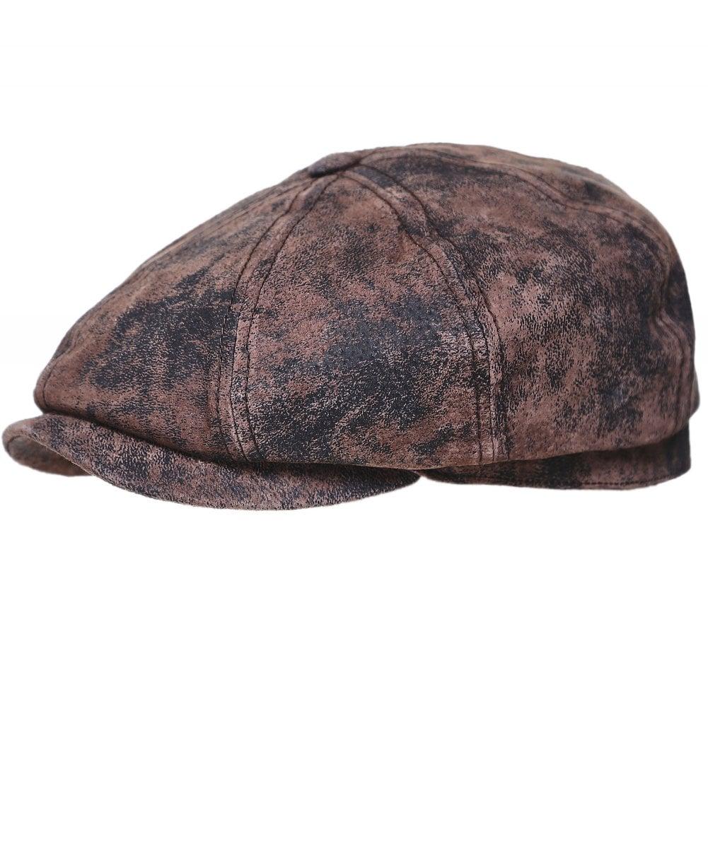 Stetson Leather Hatteras Newsboy Cap in Brown for Men Lyst