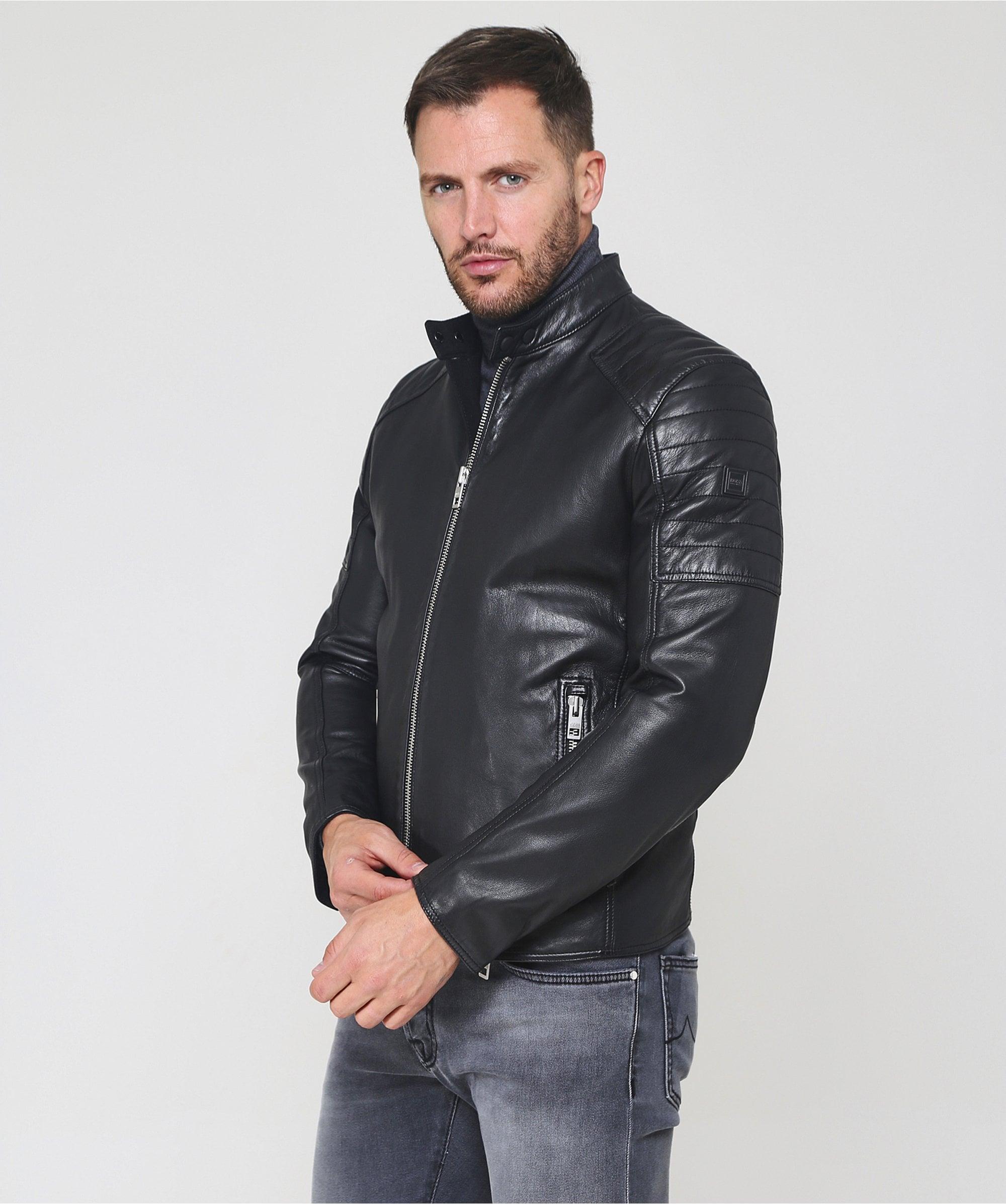 hugo boss leather biker jacket