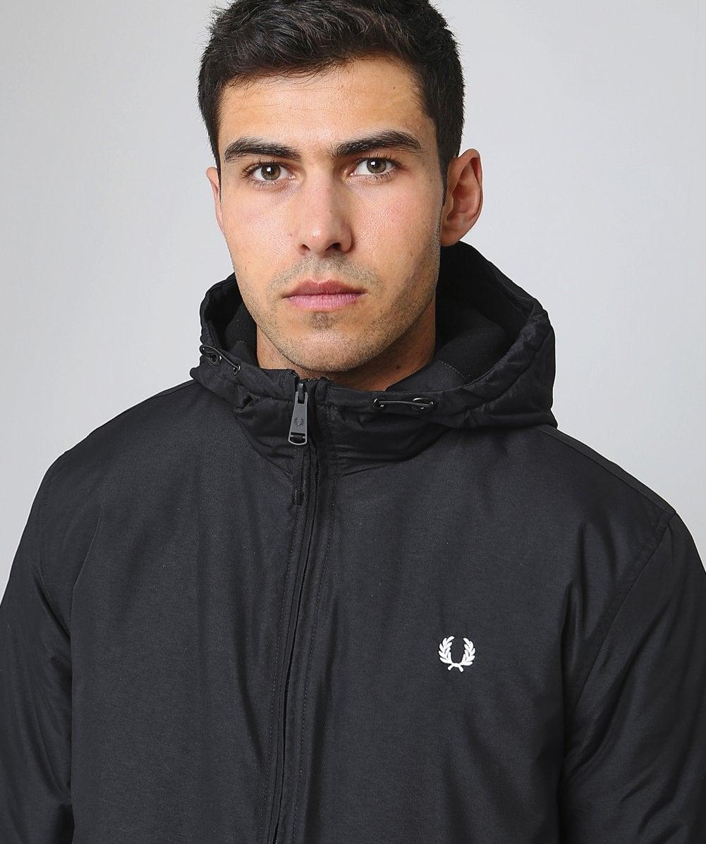 Fred Perry Hooded Padded Brentham Jacket in Black for Men | Lyst UK