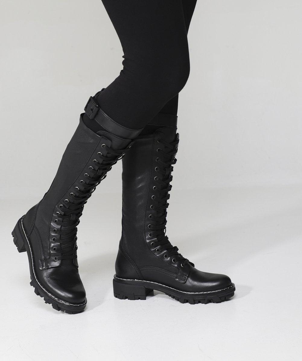 Rag & Bone Shiloh Tall Leather Combat Boots in Black - Lyst