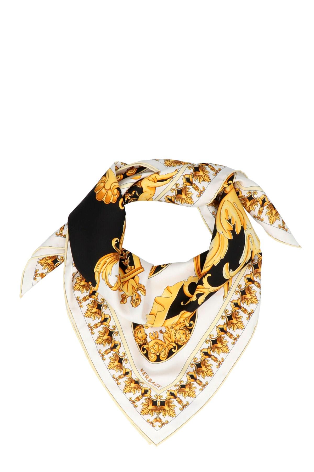 Versace Silk 'barocco' Foulard in Metallic - Lyst