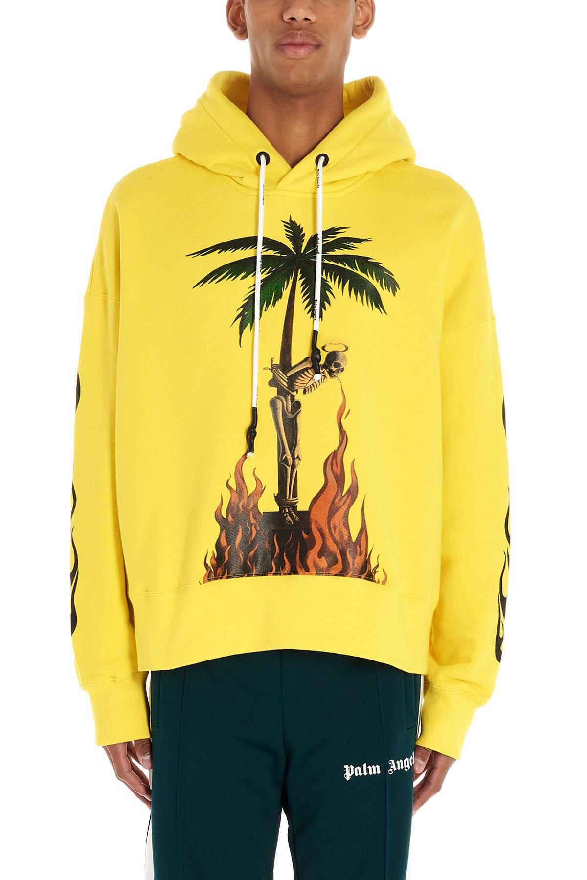 【国内発】 Palm Angels / Burning Palm Tree Logo Hoodie Palm Angels Burning Palm Cotton Hoodie | Black | FARFETCH