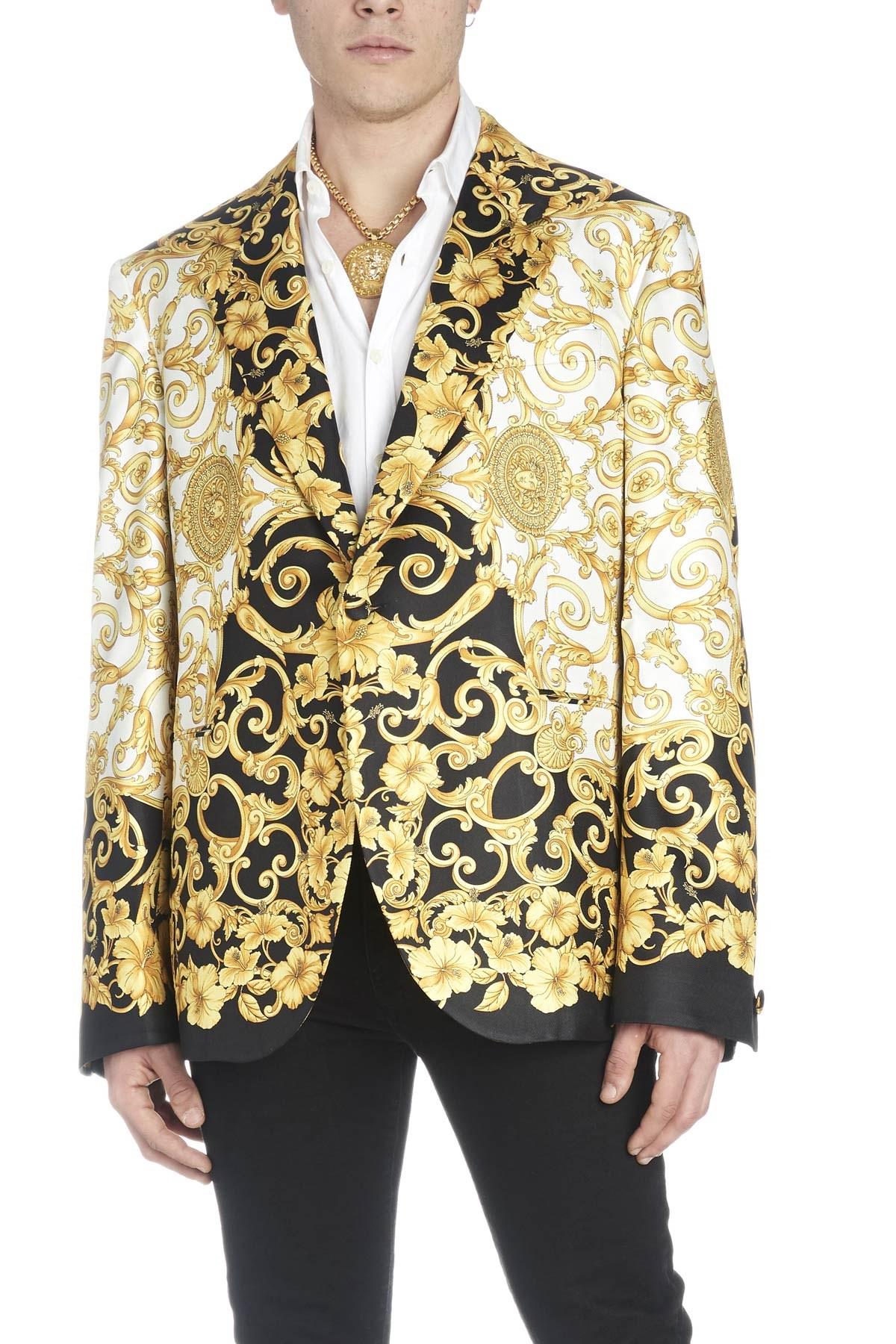 Versace Blazer Gold Hibiscus in Metallic for Men | Lyst