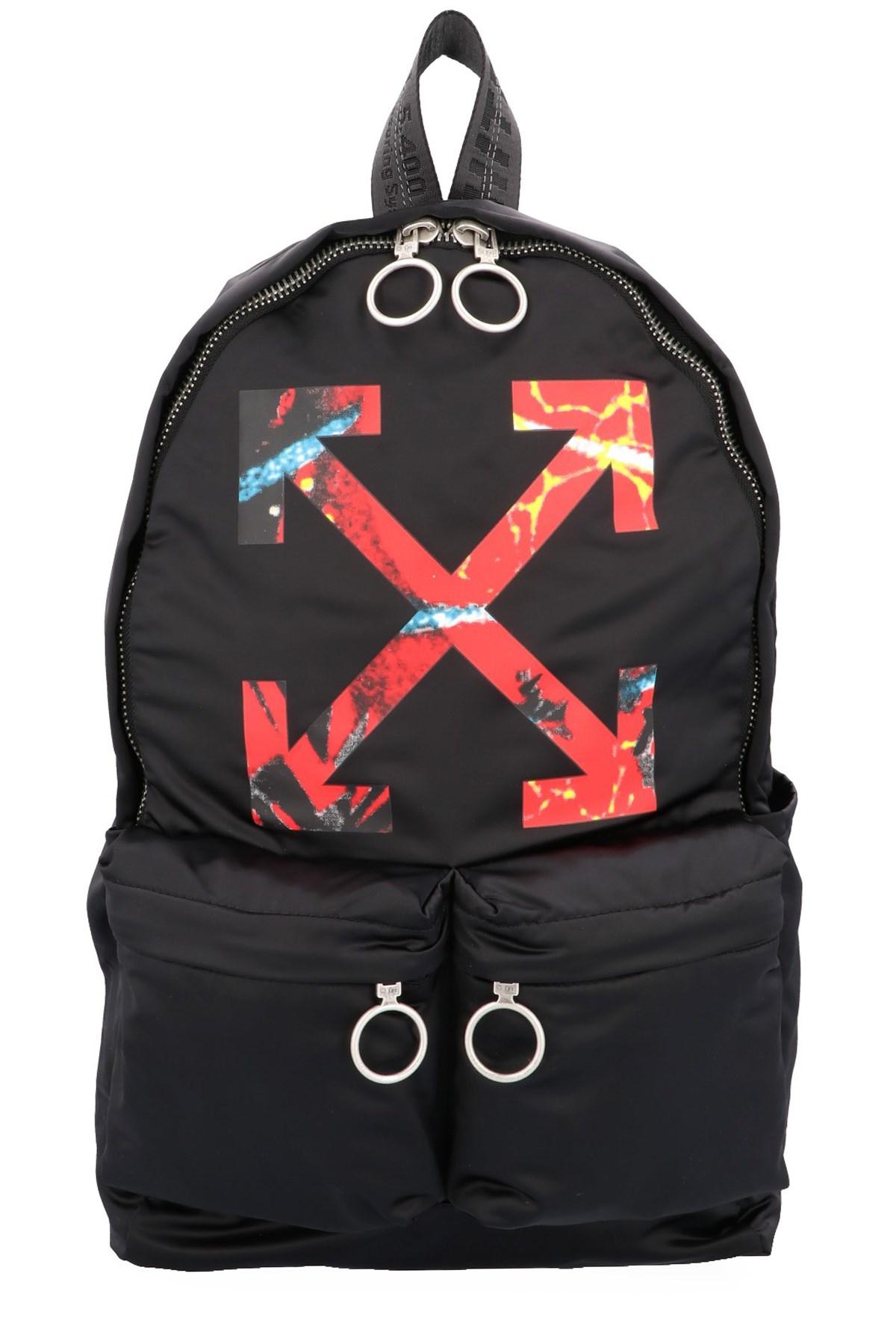 Off-White Canvas Backpack Rucksack Arrow Airport Tape Print Nylon