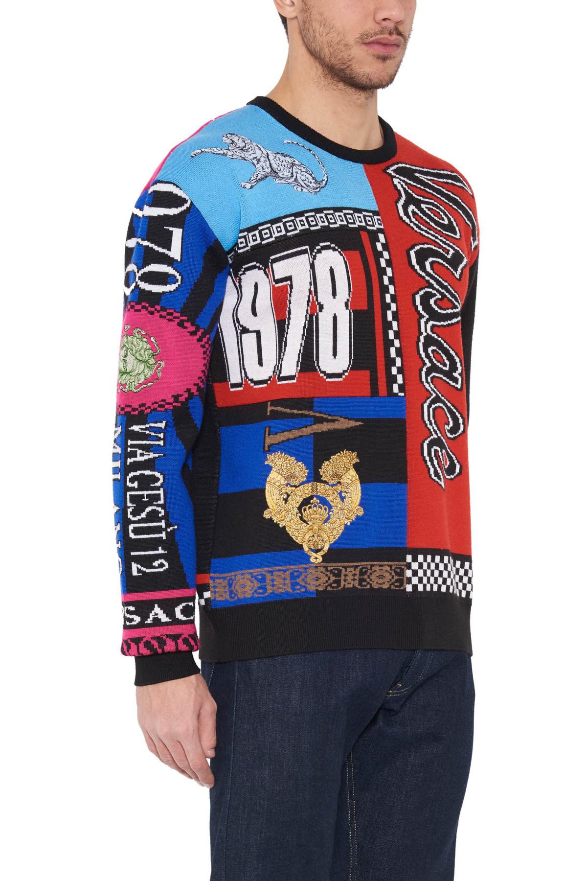 Versace Patchwork Wool Sweater for Men - Lyst