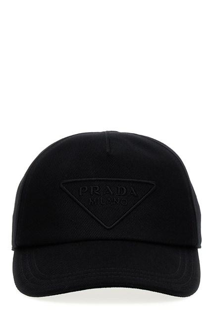 Prada Logo Embroidery Drill Cap in Black for Men | Lyst