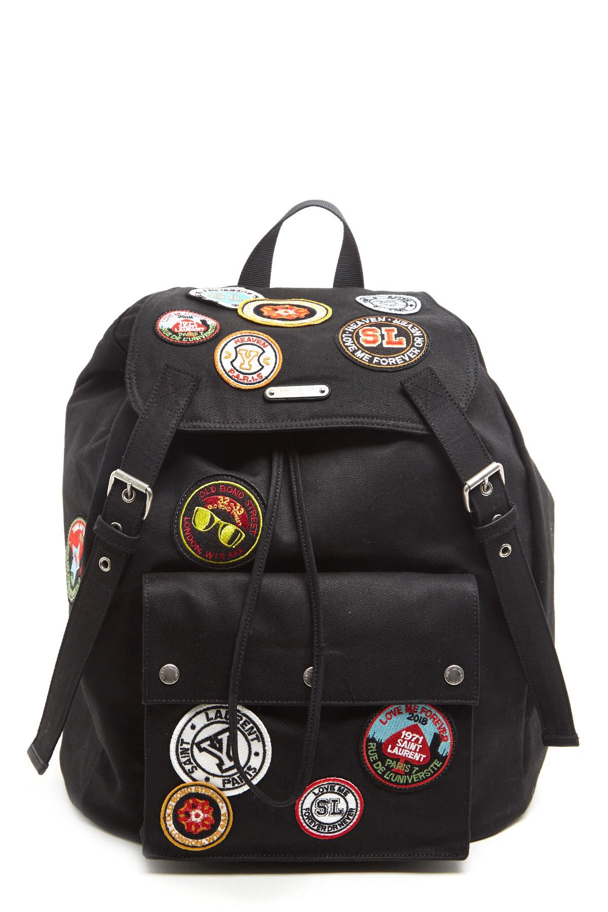 saint laurent patch backpack