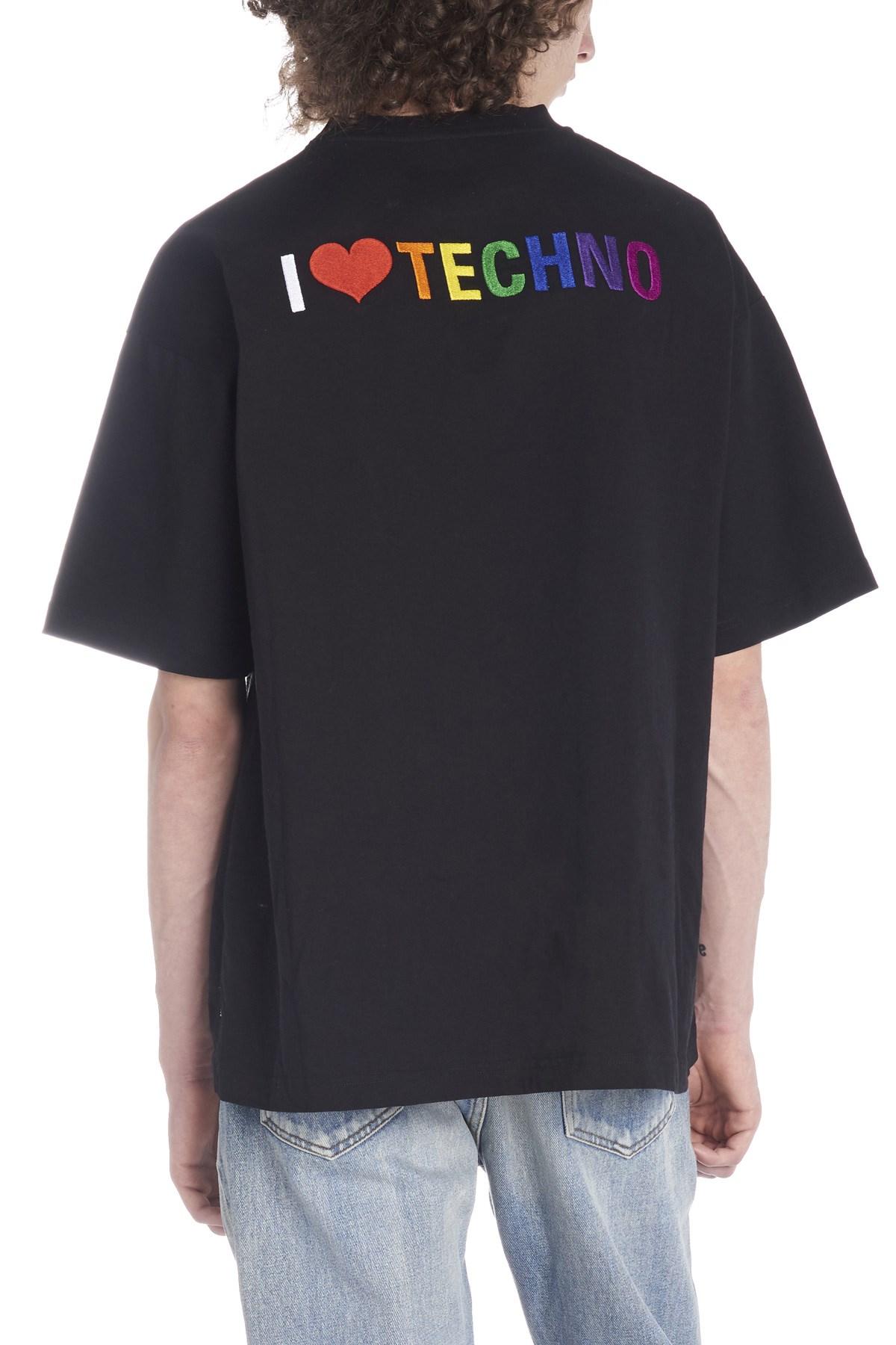 Balenciaga I Love Techno Embroidered Cotton T-shirt in Black for