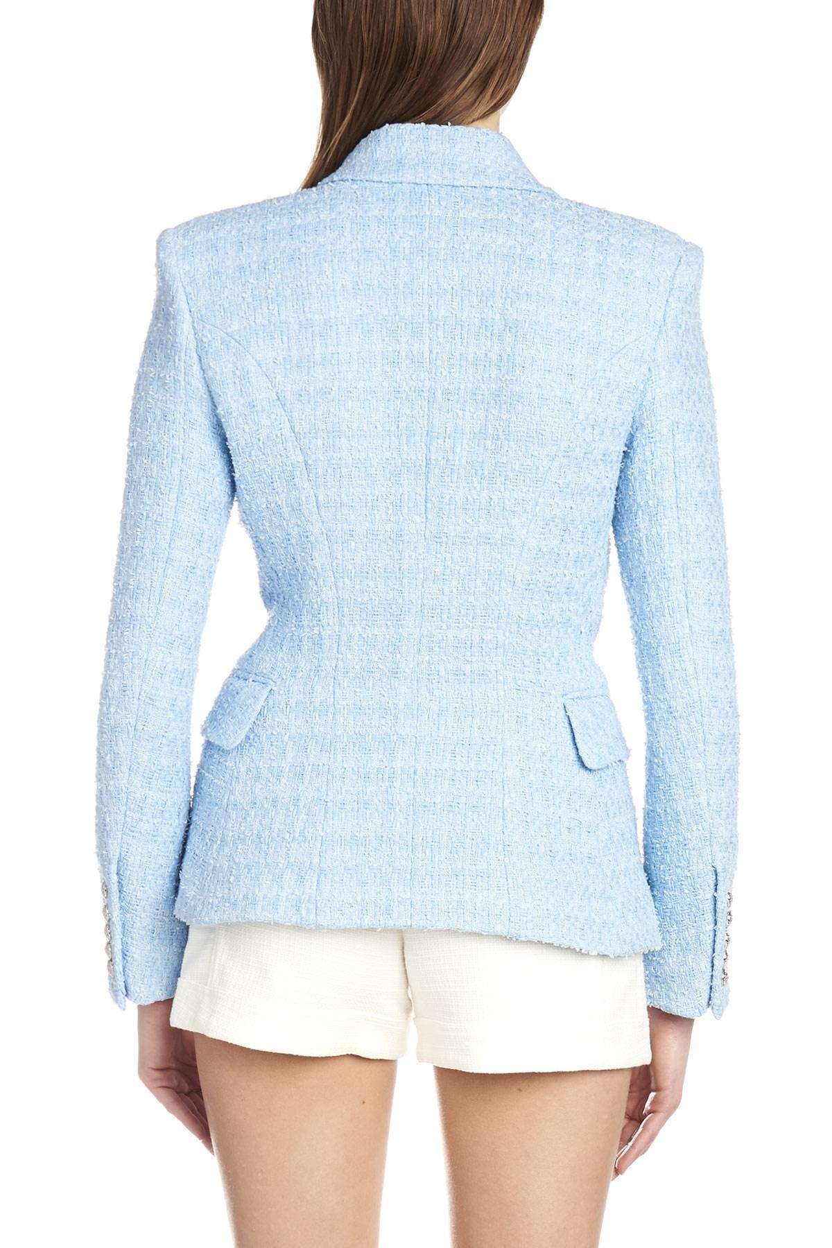 balmain blue tweed jacket