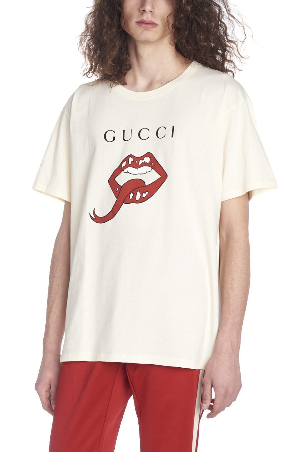 Gucci Cotton ' Mouth' T-shirt in White 