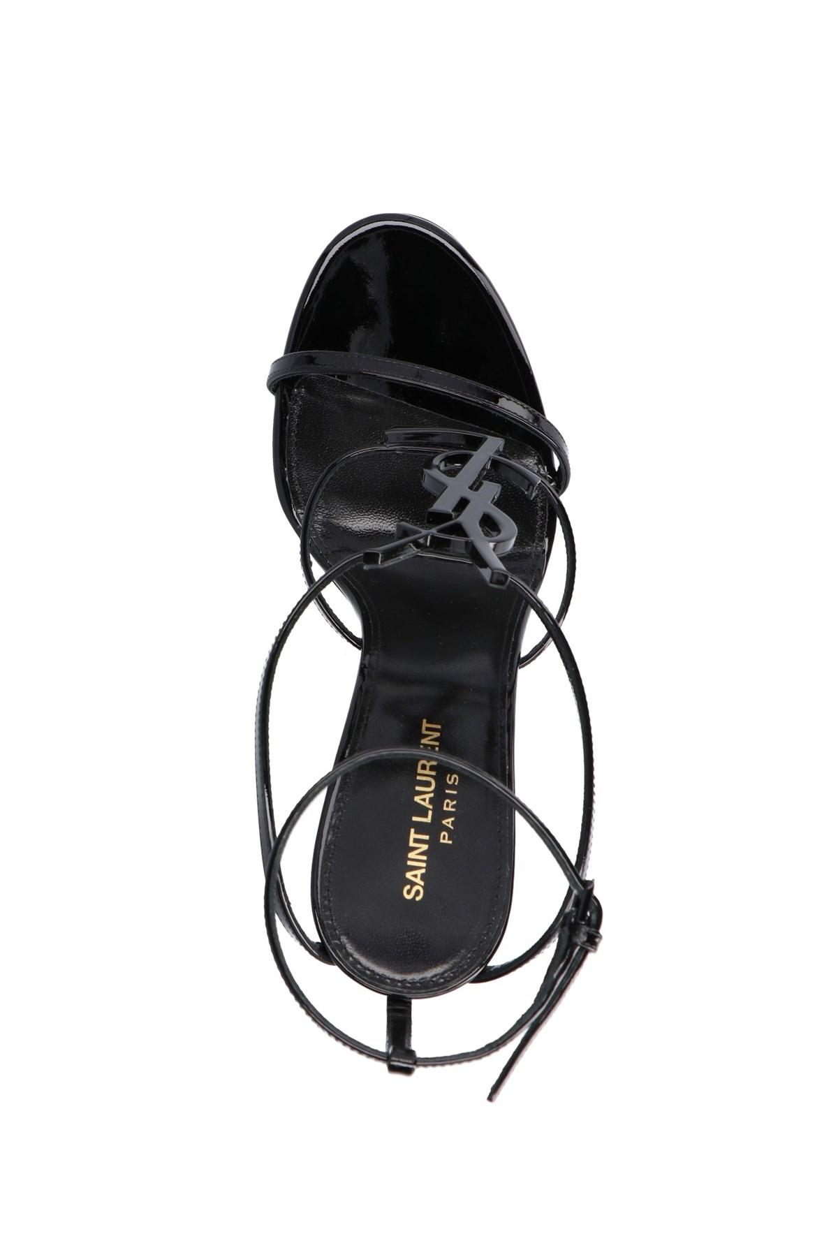 saint laurent black cassandra heeled sandals