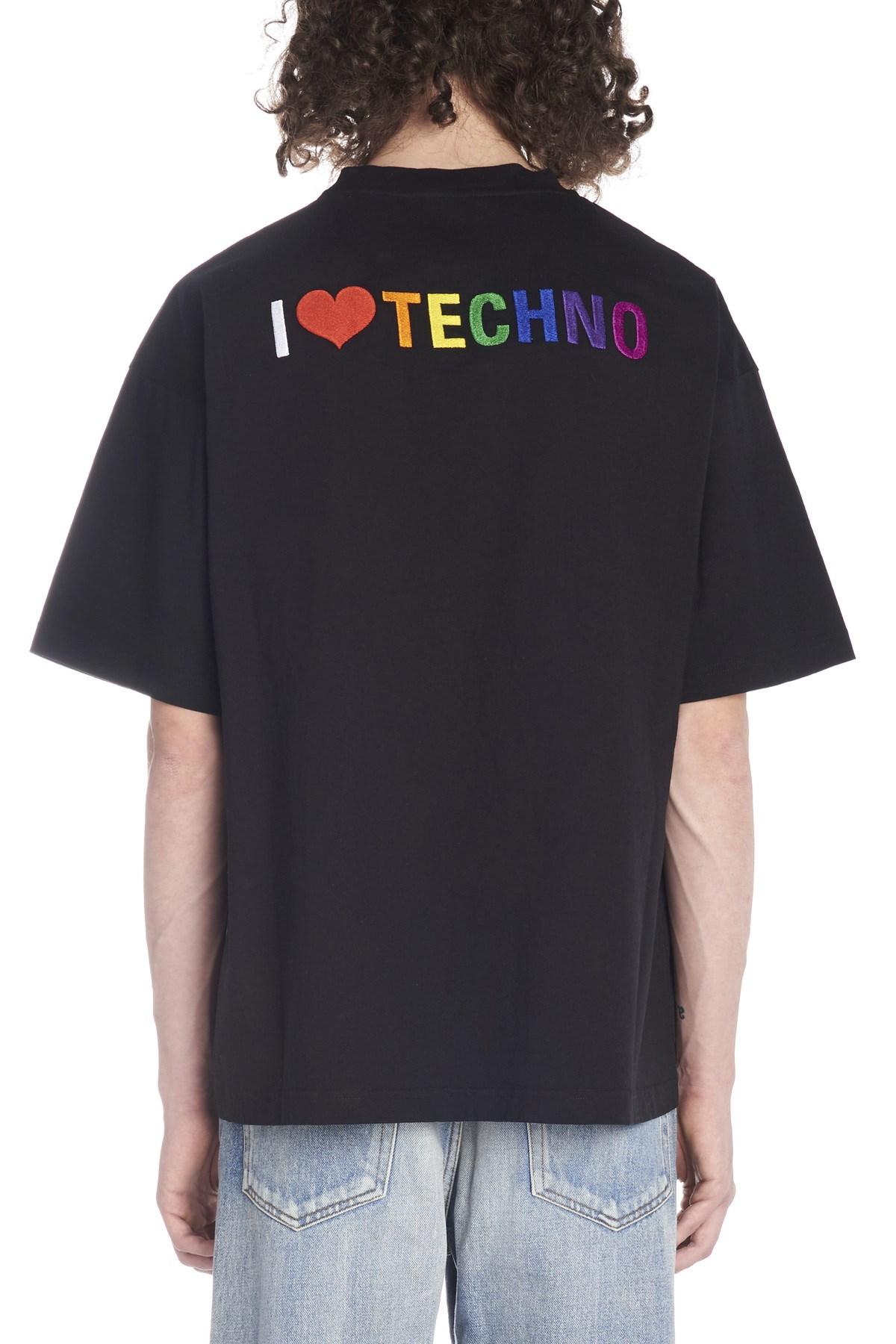 Balenciaga I Love Techno Embroidered Cotton T-shirt in Black for
