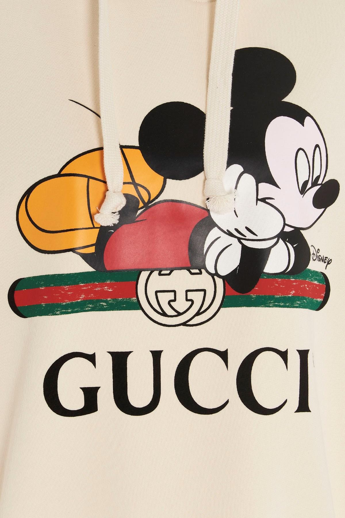 Gucci Cotton ' Fake & Mickey Mouse' Hoodie in White - Lyst