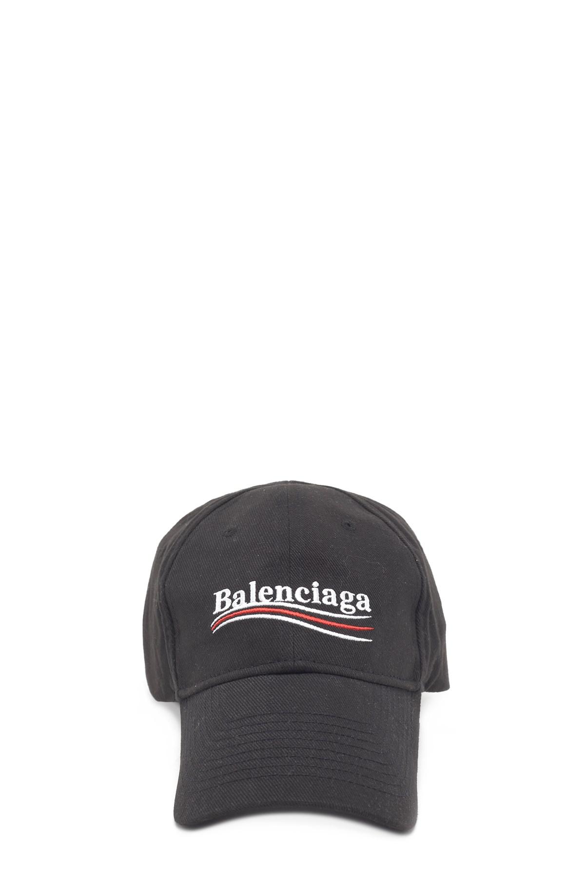 Balenciaga Cotton New Political Logo Baseball Cap in Black/White 