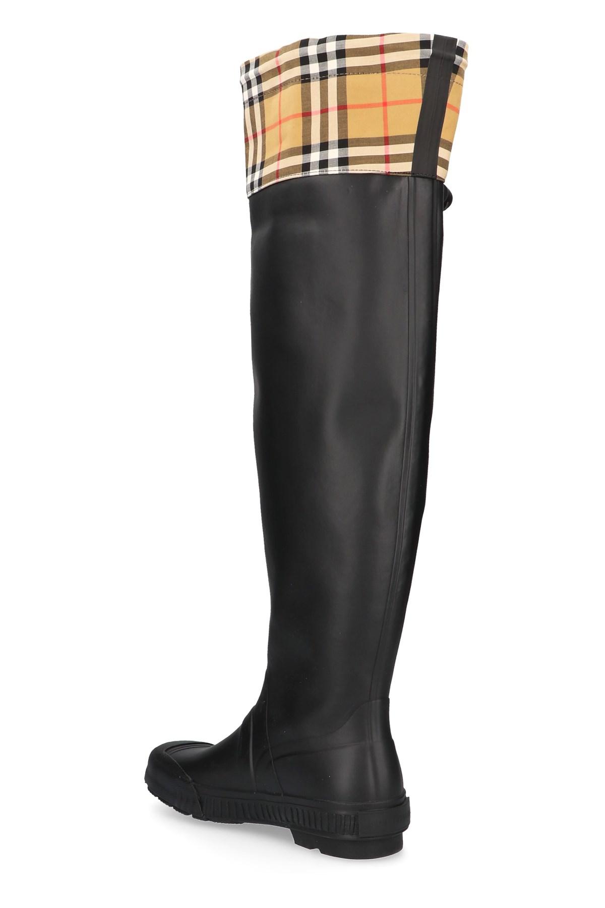 Burberry Cotton Black Rubber Boots | Lyst