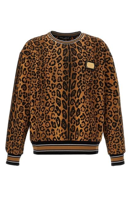Dolce & Gabbana Leopard Print Sweatshirt in Brown for Men | Lyst