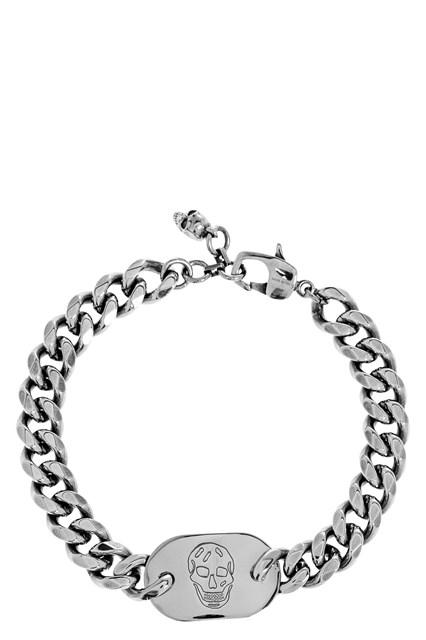 MCQUEEN 'Skull plate' bracele メンズ ブレスレット Skull Plate Bracelet Antique Silver for Men | Alexander McQueen