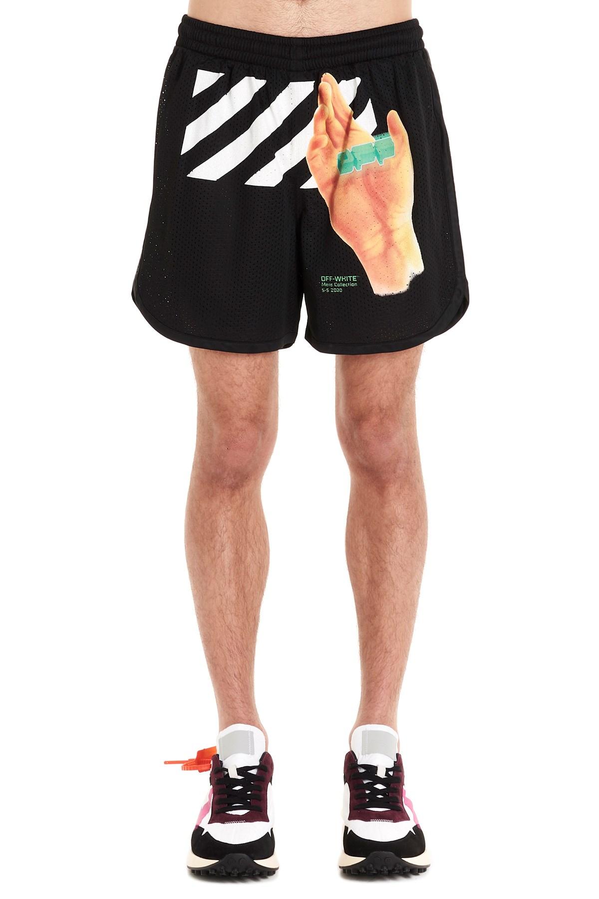 off white hand logo shorts