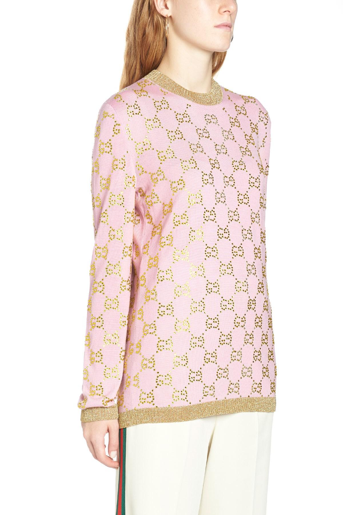 pink and gold gucci sweater