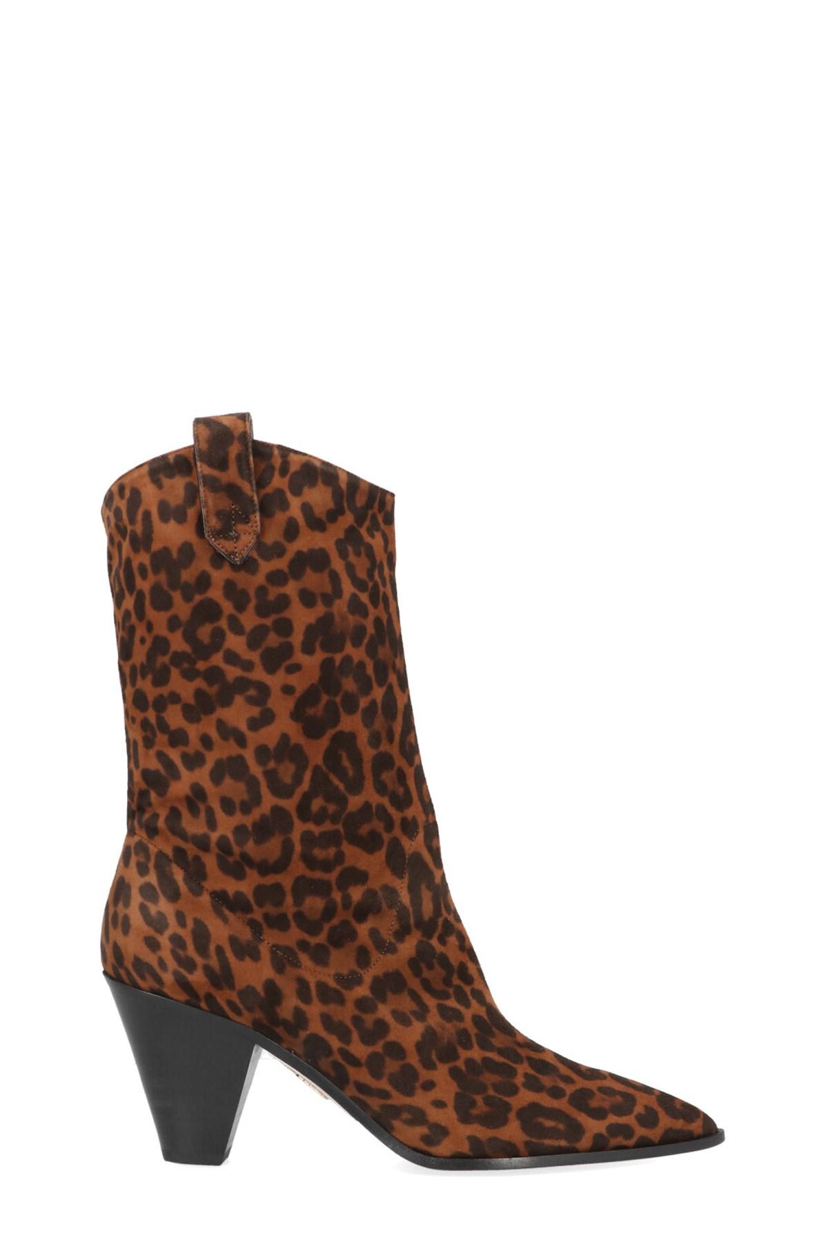 leopard print western ankle boots