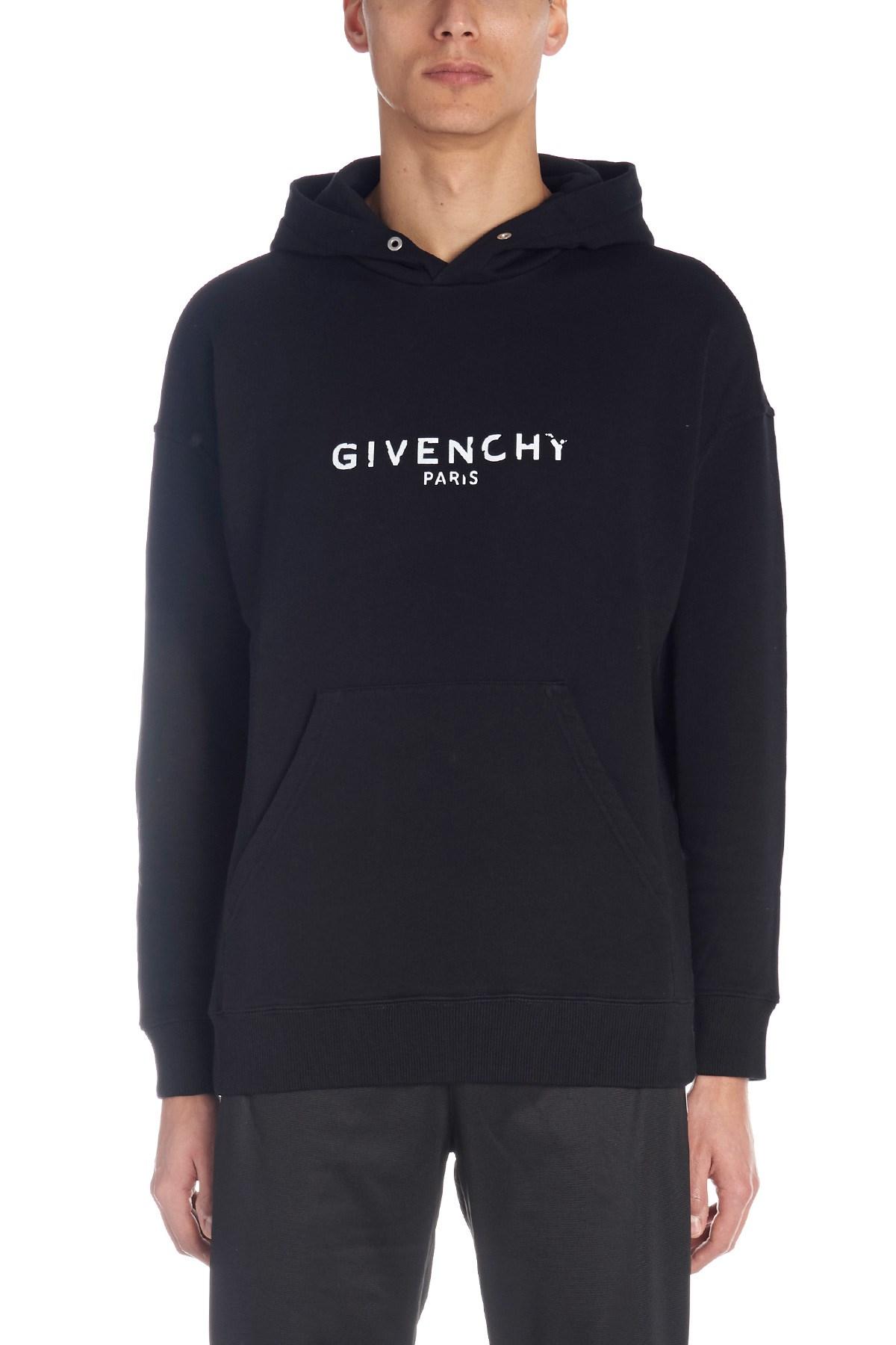 Givenchy Cotton 'destroyed Logo' Hoodie in Blue for Men - Lyst