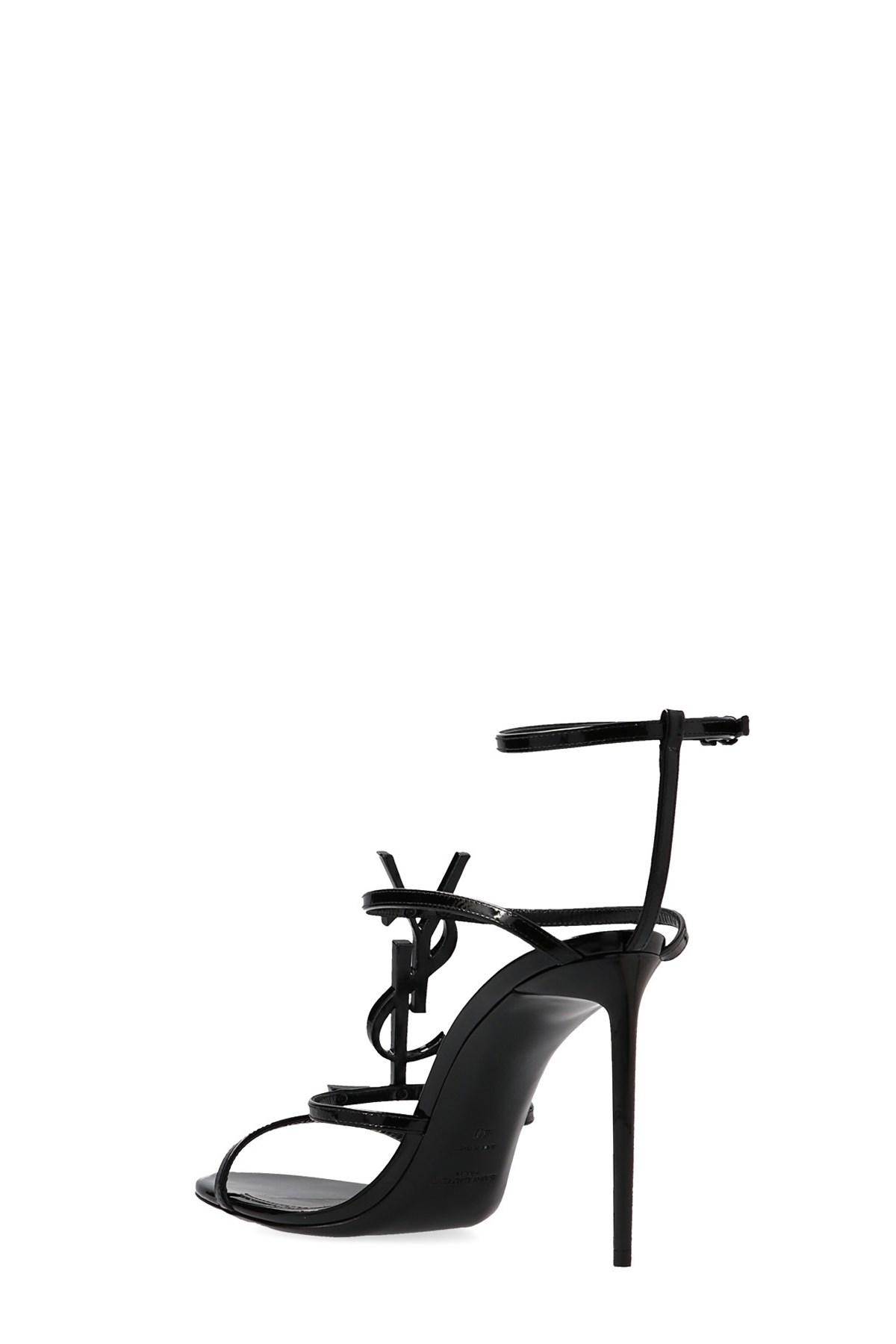 saint laurent black cassandra heeled sandals