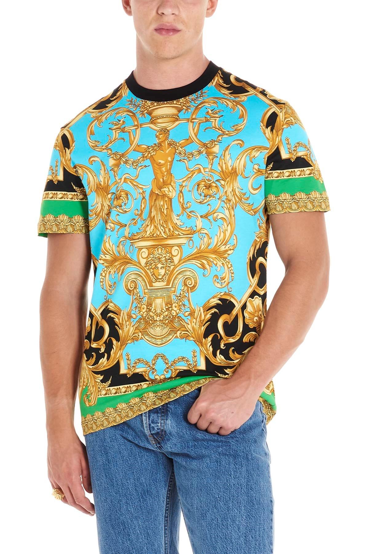 Versace Cotton 'home Barocco' Tshirt in Blue for Men Lyst
