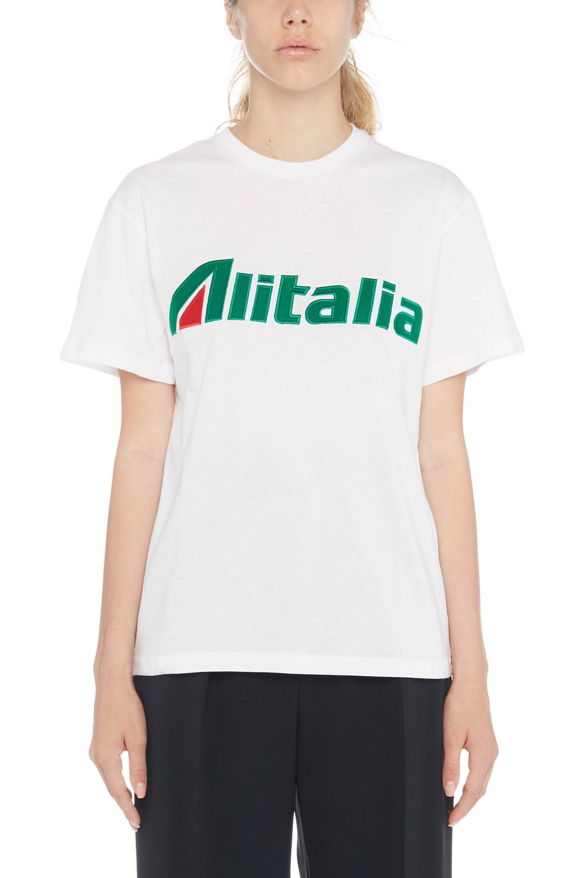 Alberta Ferretti "alitalia" Embroidered Cotton Jersey T-shirt in White |  Lyst