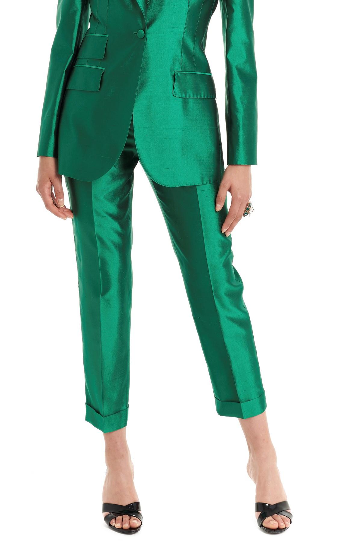 Dolce & Gabbana Silk 'mikado Shantung' Pants in Green - Lyst