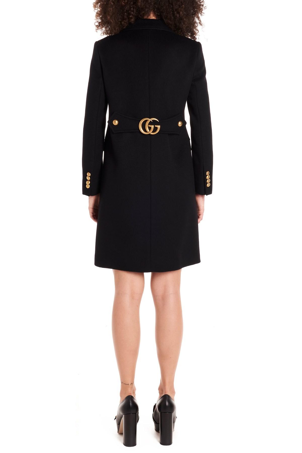 Gucci Wool Logo Martingale Coat in Black Lyst