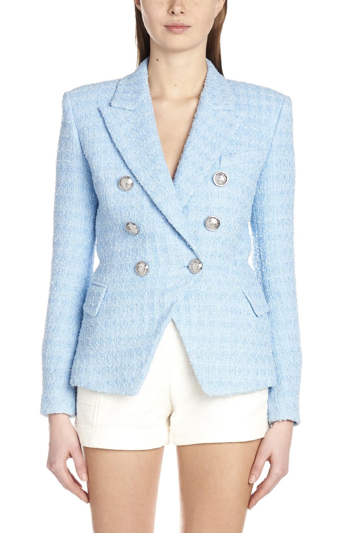 balmain blue tweed jacket