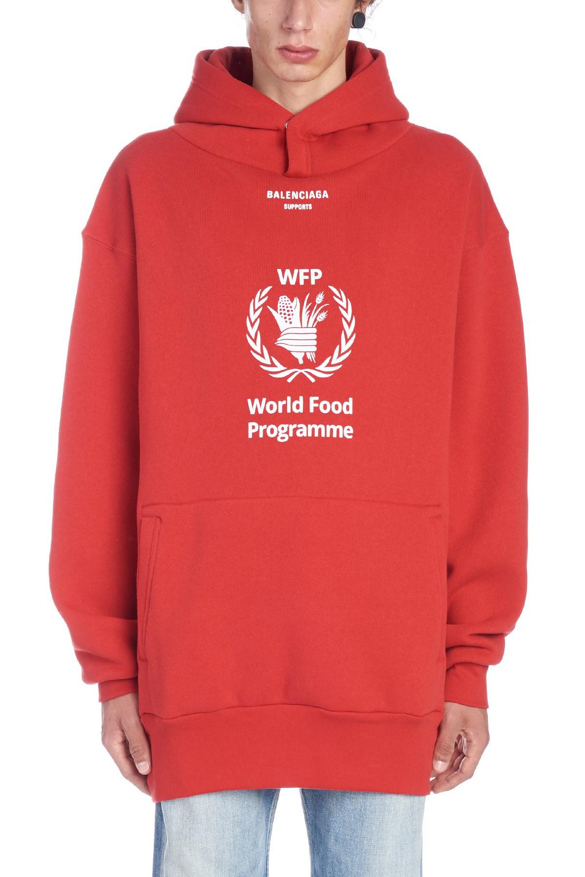 Balenciaga Cotton World Food Programme Hoodie in Red / White (Red) for Men  - Lyst