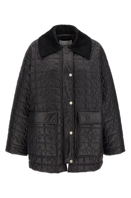ジャケット GANNI BLACK SHINY QUILT MIDI JACKET Phantom Black Shiny Quilt Midi Jacket | GANNI US