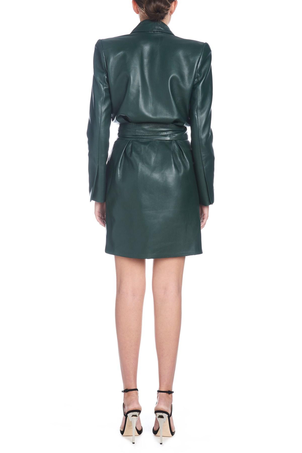 Alexandre Vauthier Leather Dress in Green | Lyst