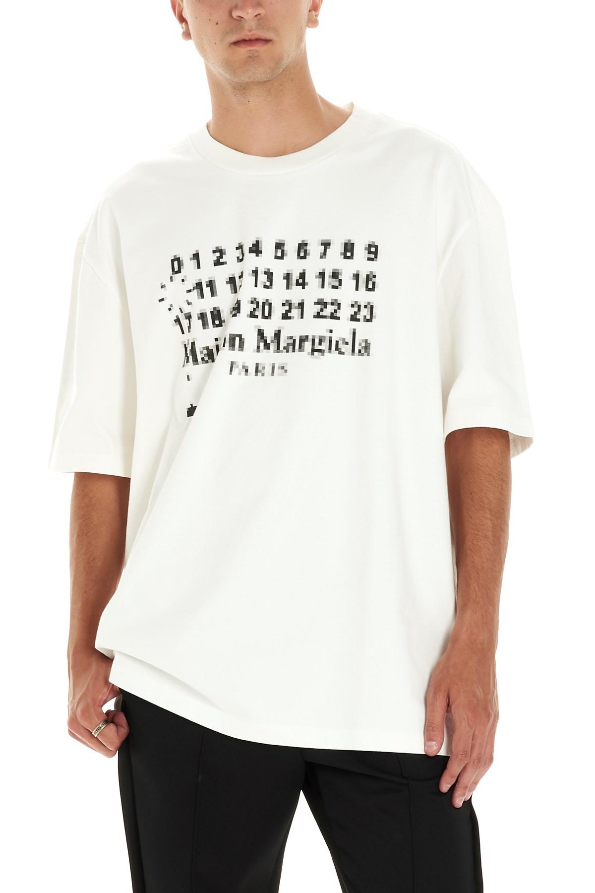 Maison Margiela Logo Print T-shirt in White for Men | Lyst