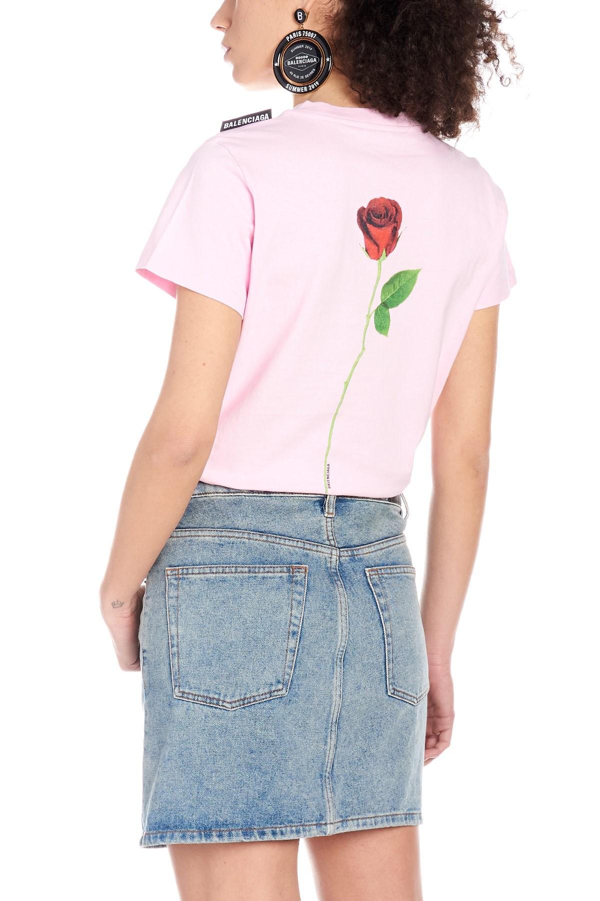 Balenciaga 'rose' T-shirt in Pink - Lyst
