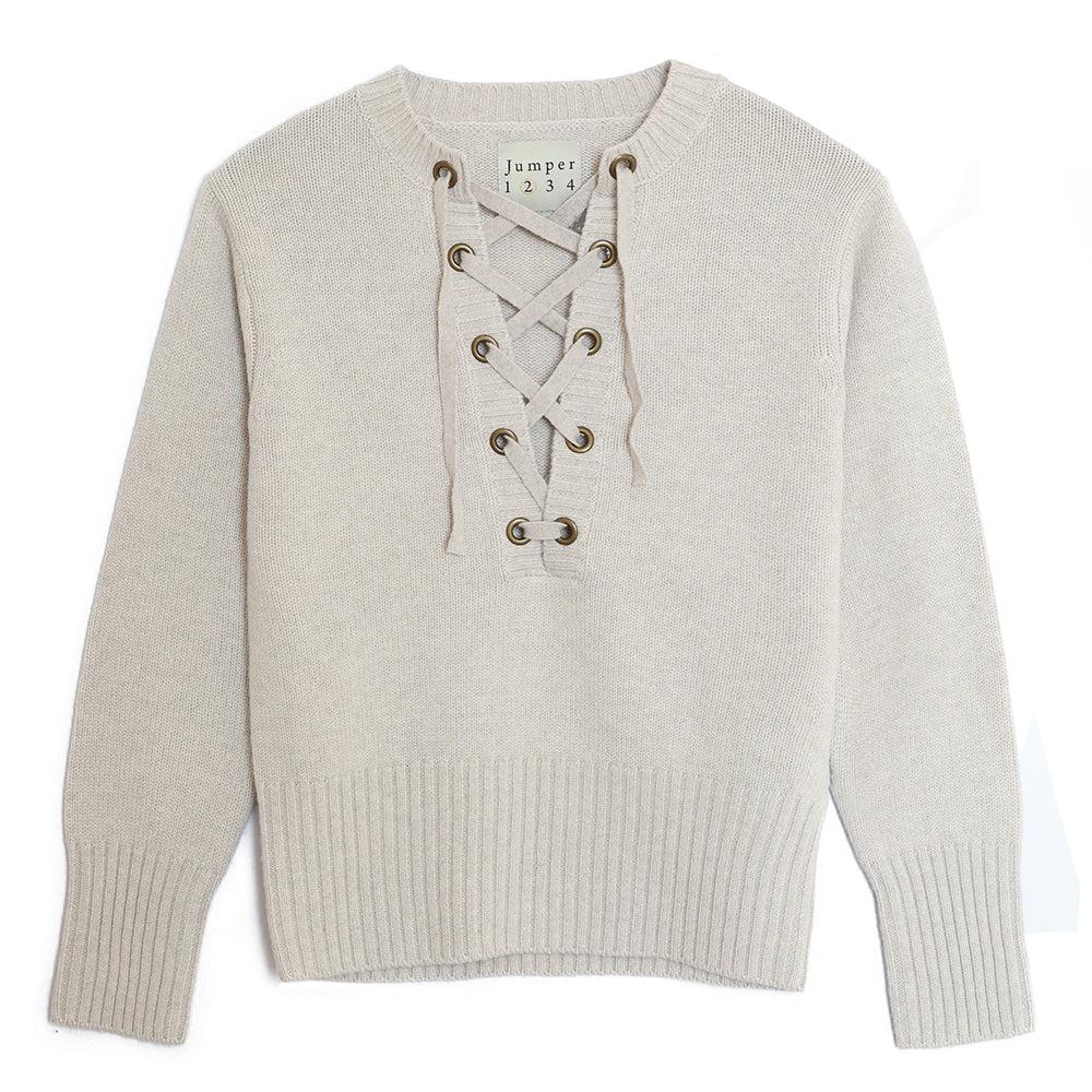 Jumper 1234 Lace Up Cashmere Vee in White | Lyst