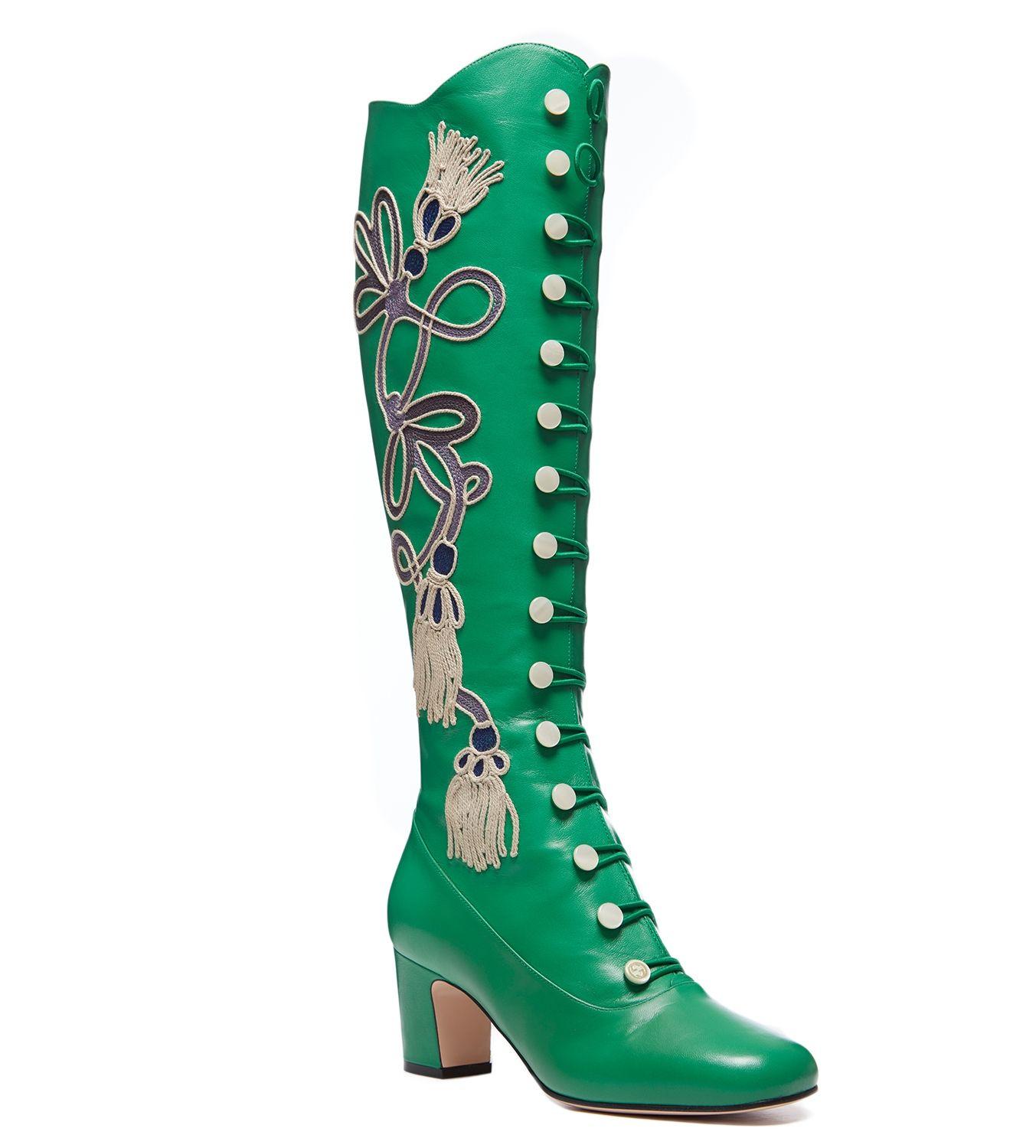 Gucci Amaya Embroidered Leather Boots 