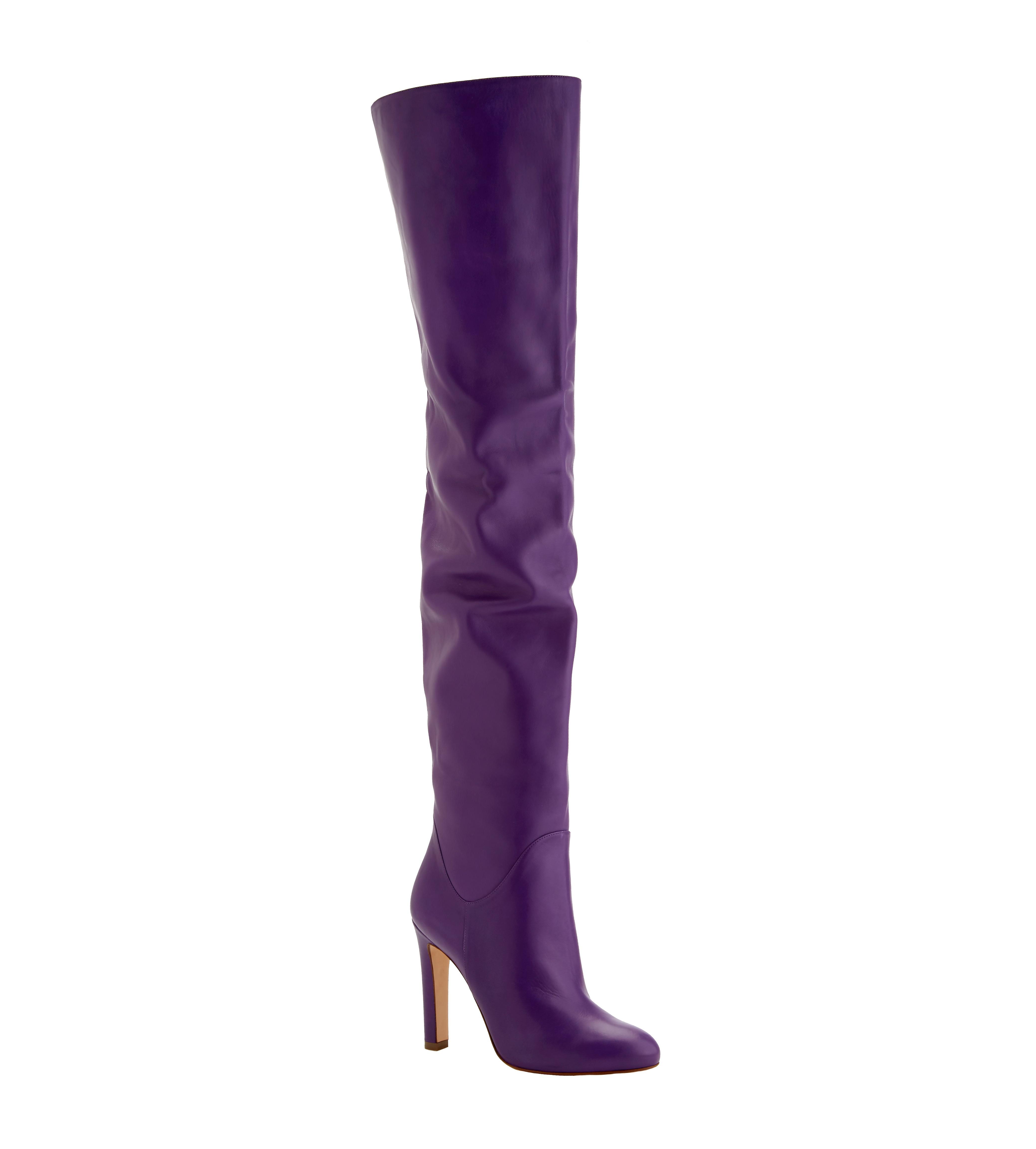 purple leather booties