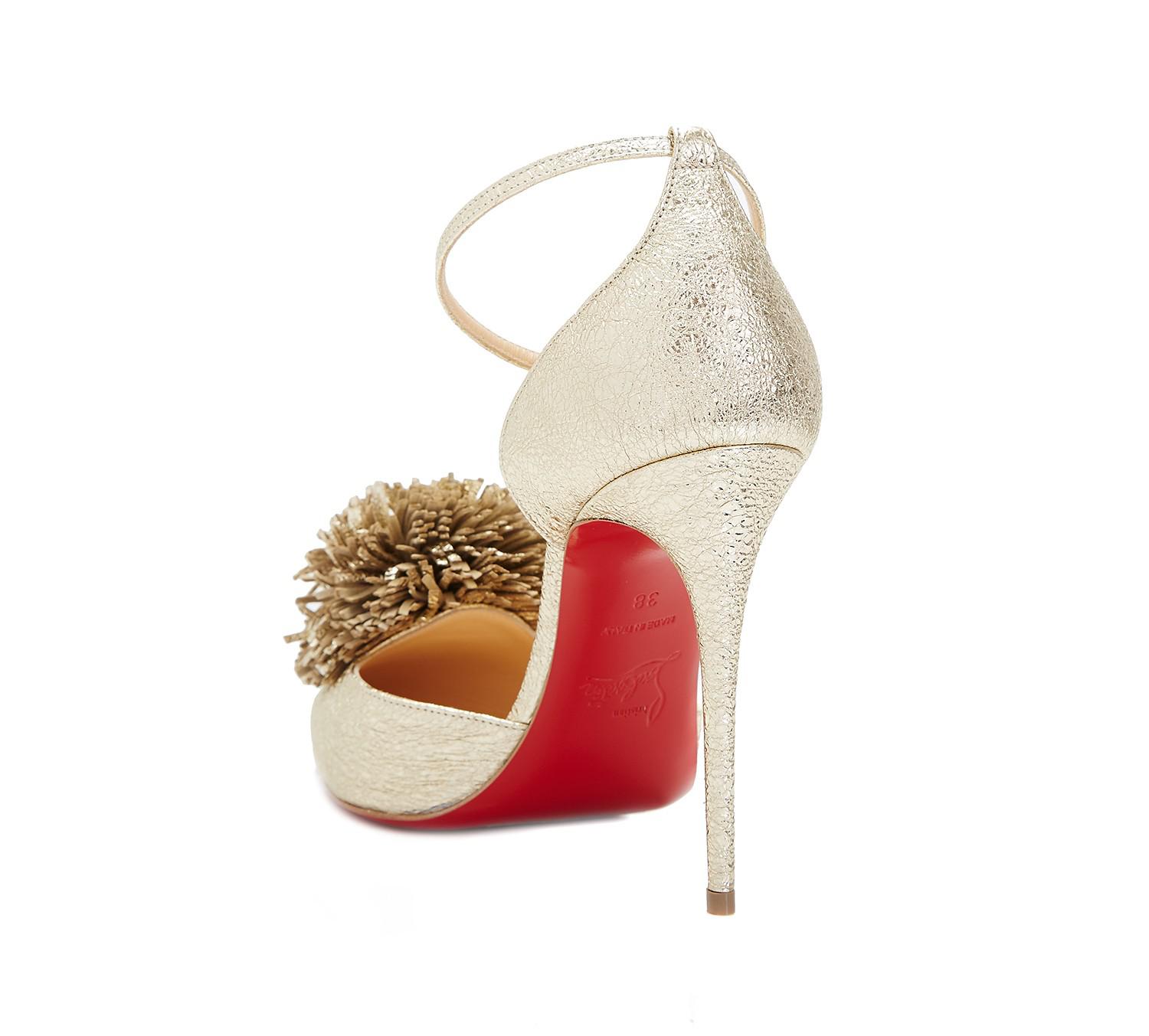Christian Louboutin Leather Tsarou Vintage Pom Pom Heels