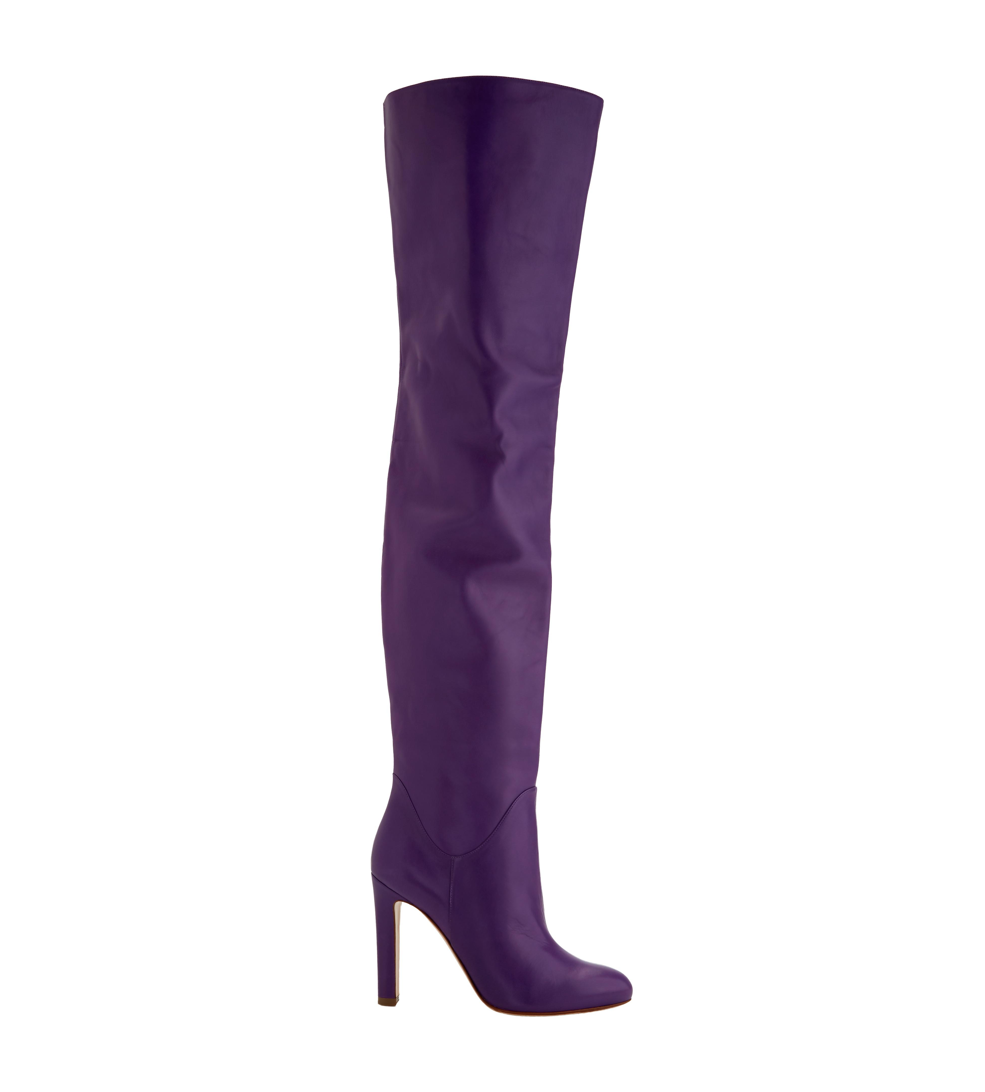 purple leather boots