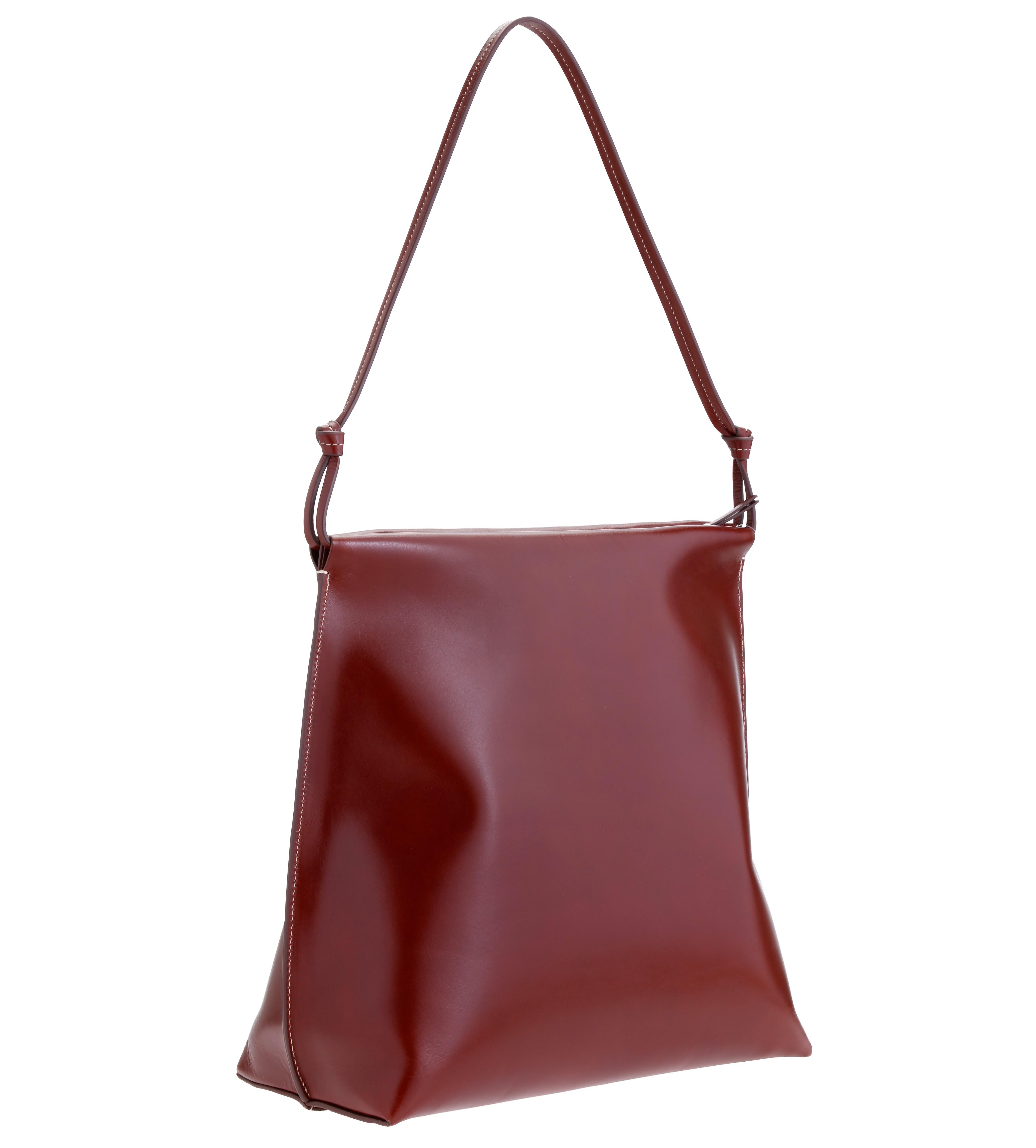 The Row Wander Red Brown Leather Bag - Lyst
