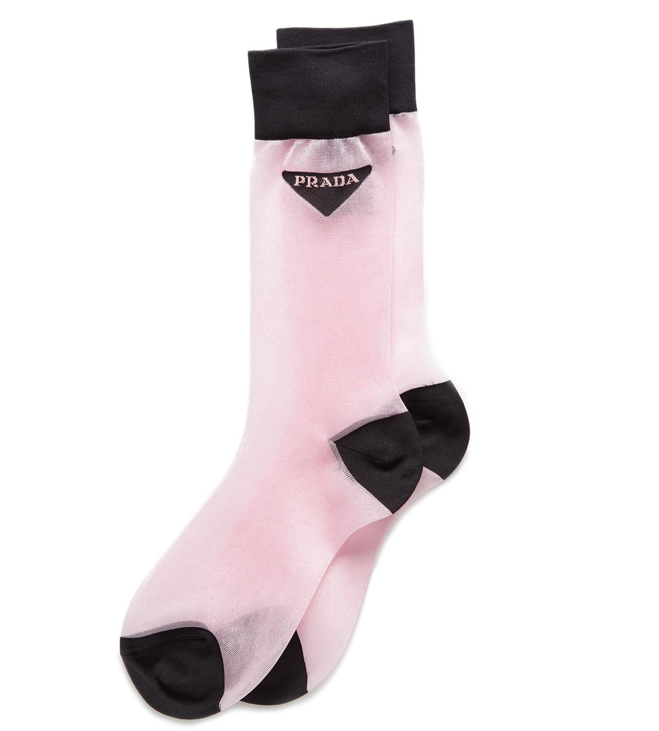 Prada Synthetic Sheer Pink Nylon Socks | Lyst