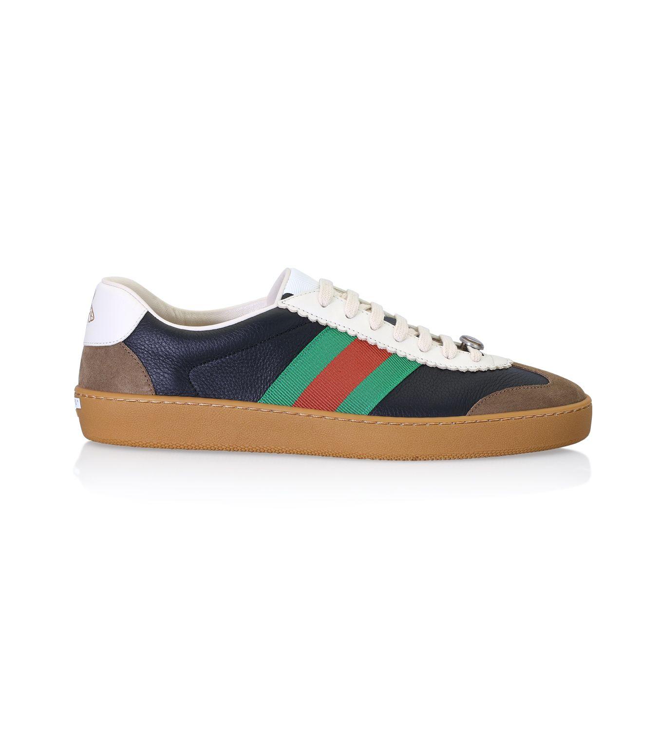 Gucci Leather G47 Web Black Low Top Sneaker for Men | Lyst