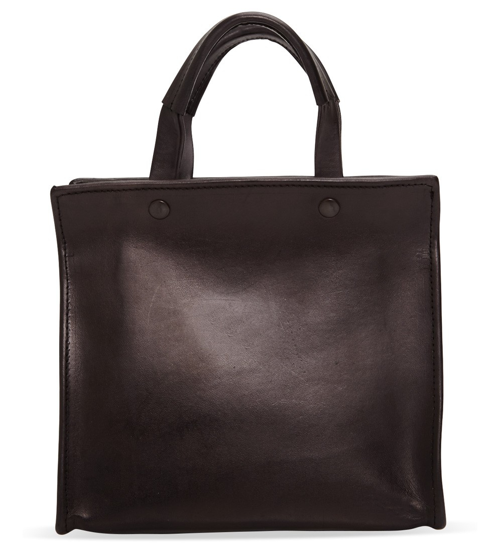 Lyst Yohji Yamamoto Small Black Leather Tote Bag in Black