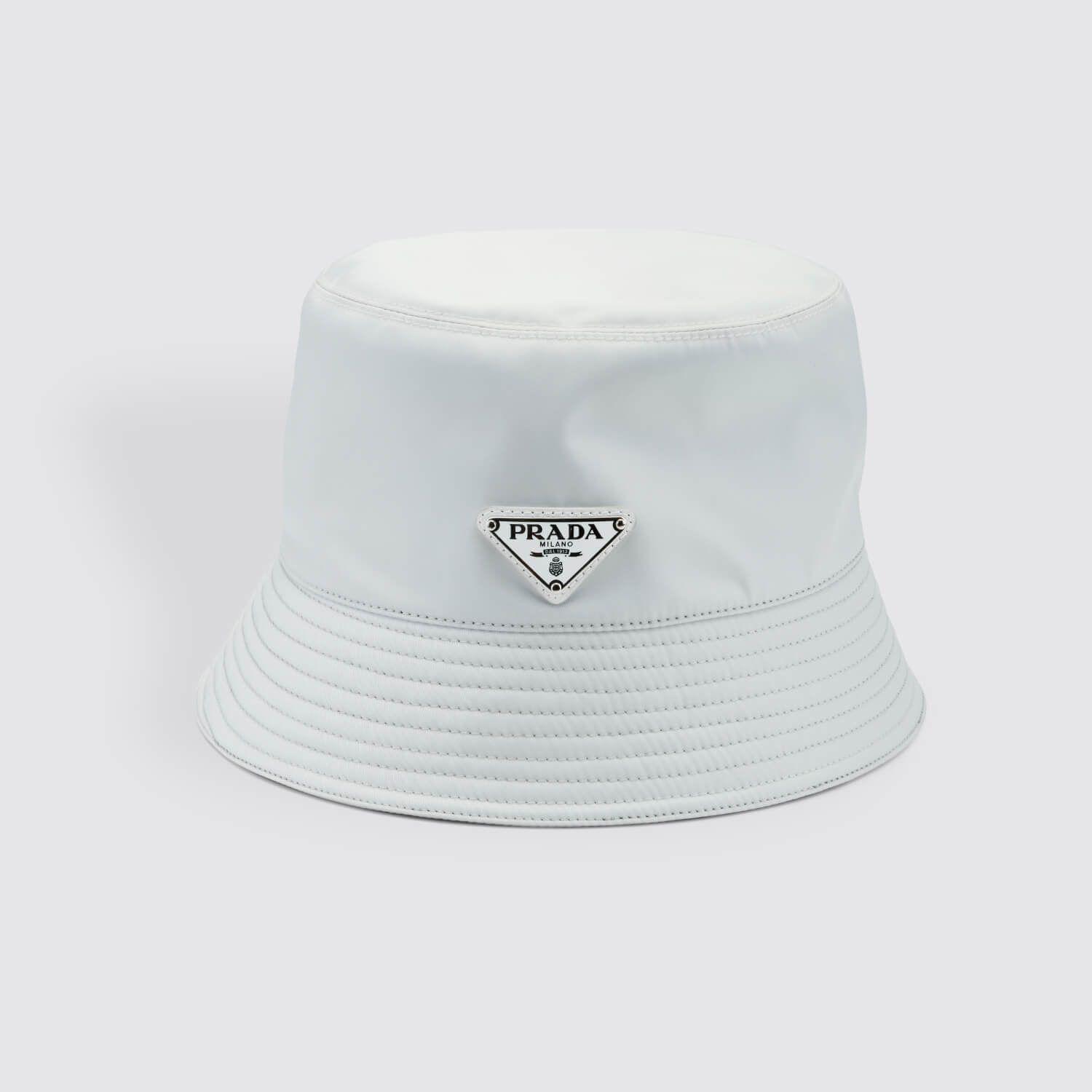 white bucket hat prada