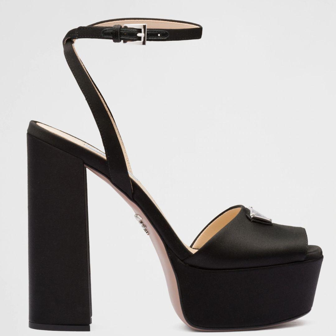 Prada Platform Satin Heels In Black Lyst